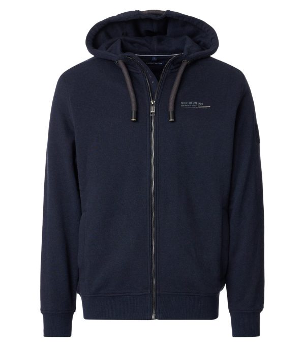 Casa Moda sweat cardigan med hætte og vildt mange detaljer marine blå
