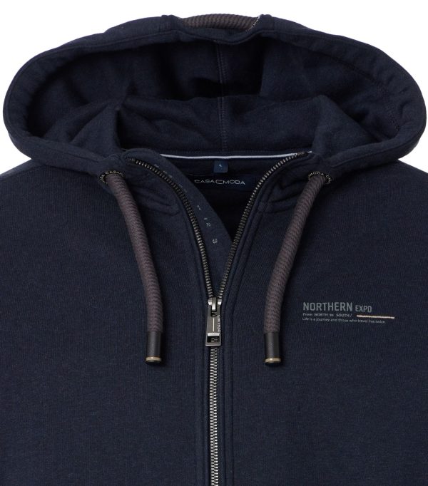 Casa Moda sweat cardigan med hætte og vildt mange detaljer marine blå - Billede 3