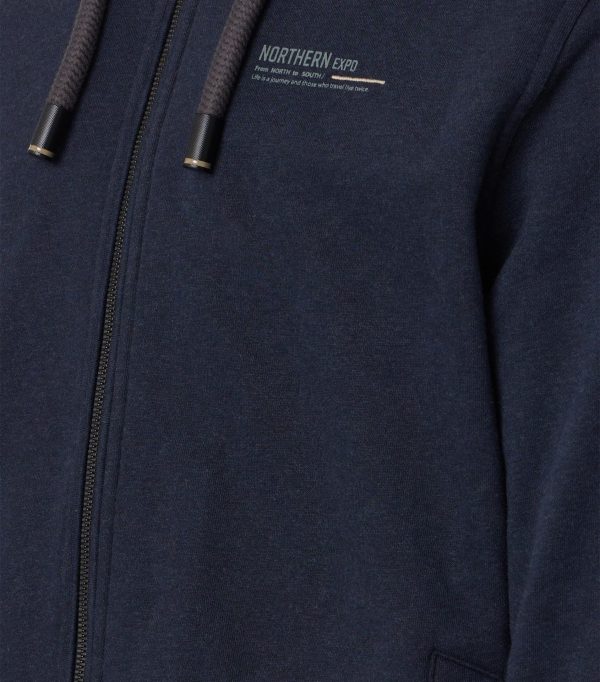 Casa Moda sweat cardigan med hætte og vildt mange detaljer marine blå