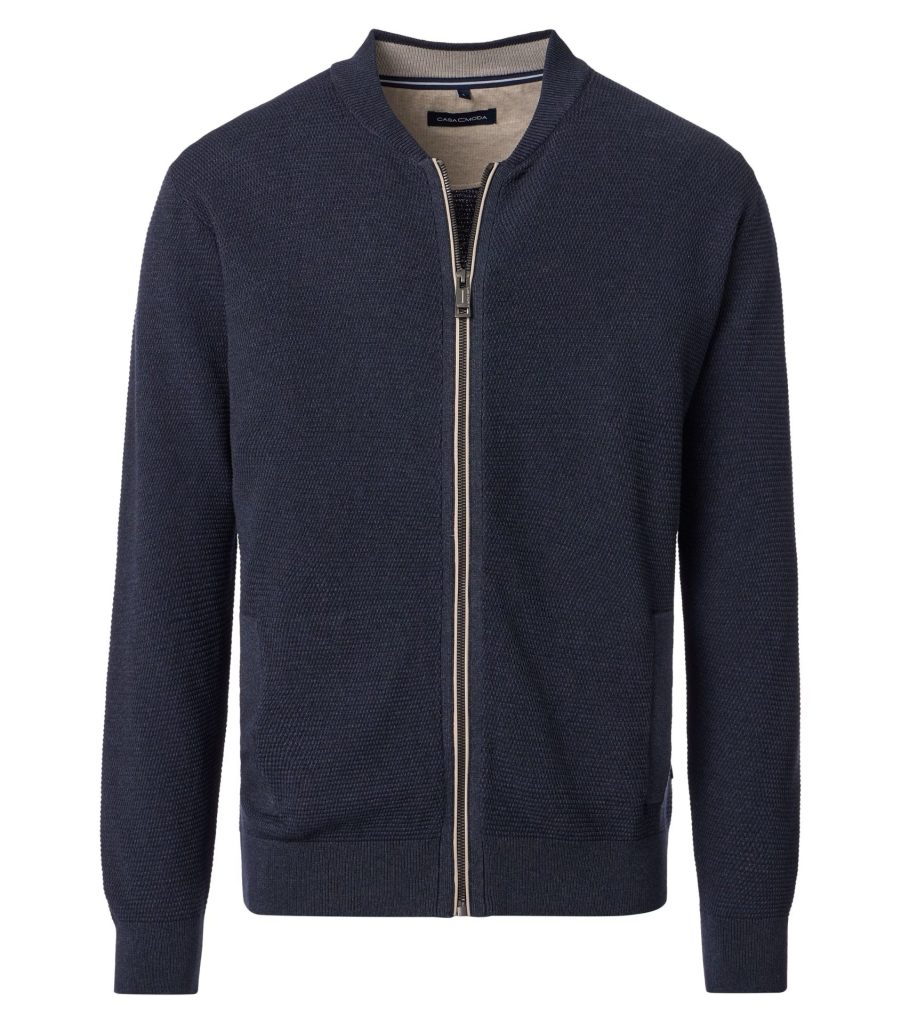 Casa Moda cardigan i flad strikket bomuld aqua blå