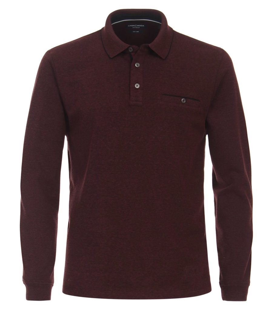 Casa Moda lang ærmet polo easy care kvalitet zinfandel