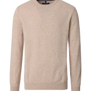 Casa Moda striktrøje med rund hals i uld blanding lys sand