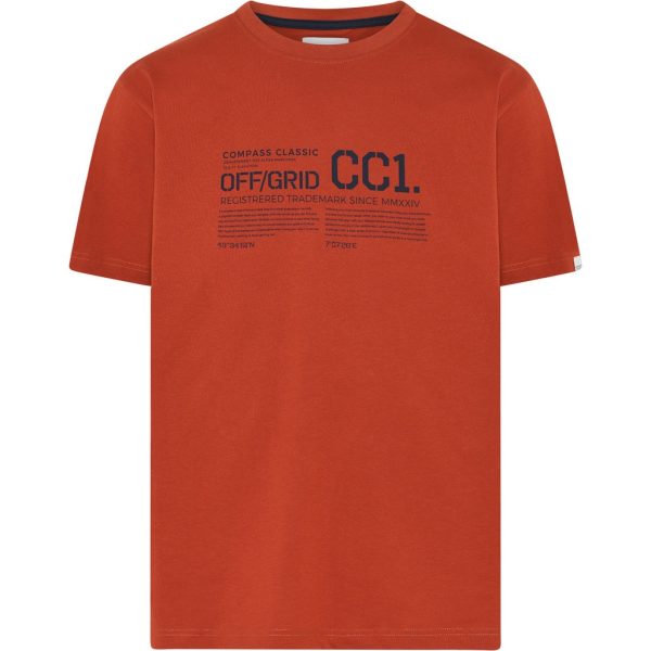 Compass Classic t-shirt med print og rund hals mørk orange