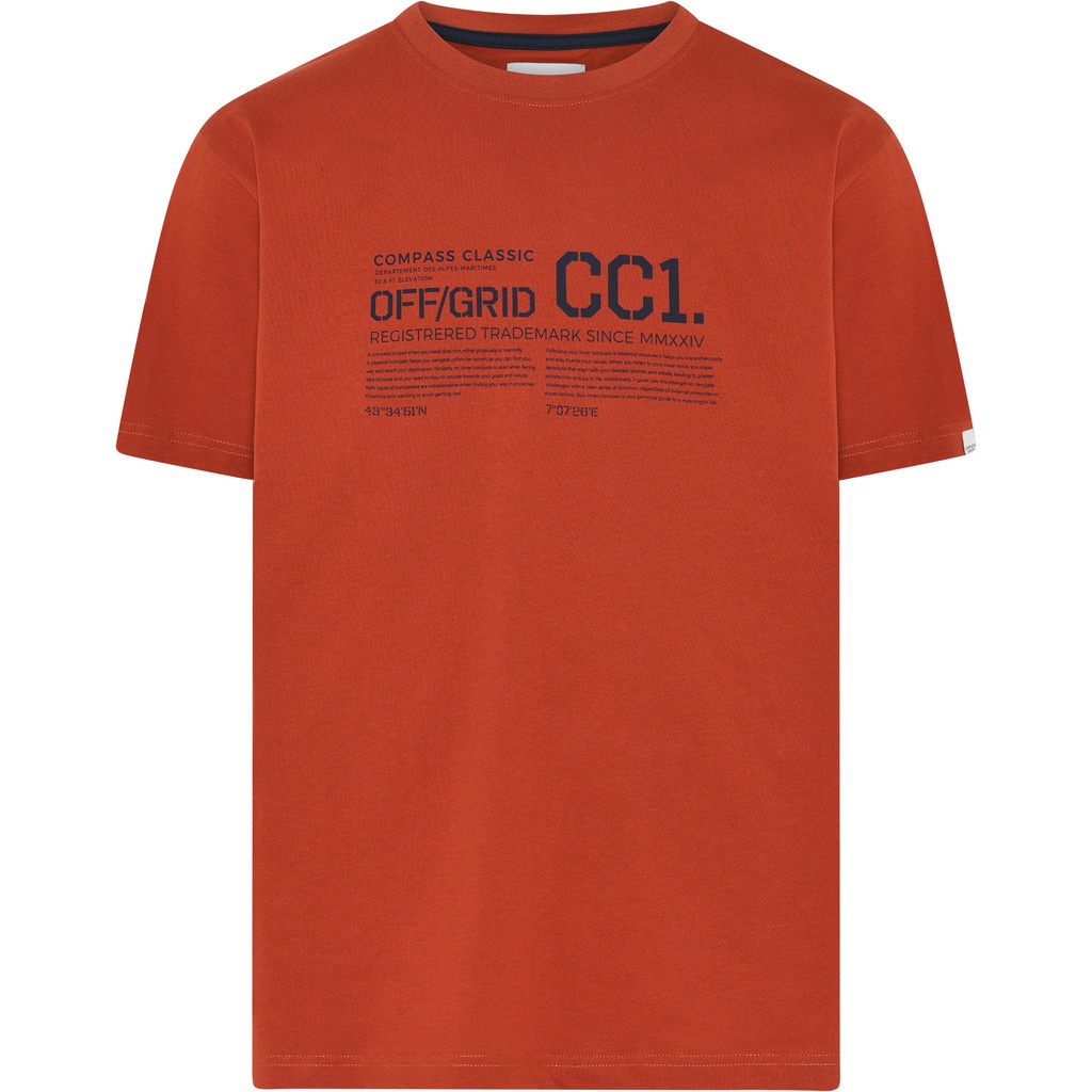 Compass Classic t-shirt med print og rund hals mørk orange