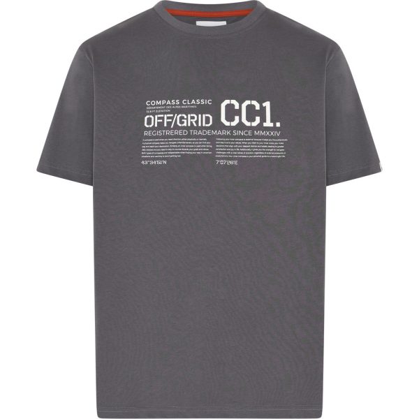 Compass Classic t-shirt med print og rund hals mørk grå