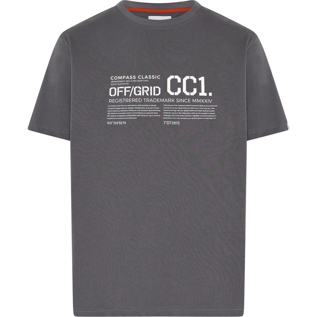 Compass Classic t-shirt med print og rund hals mørk grå