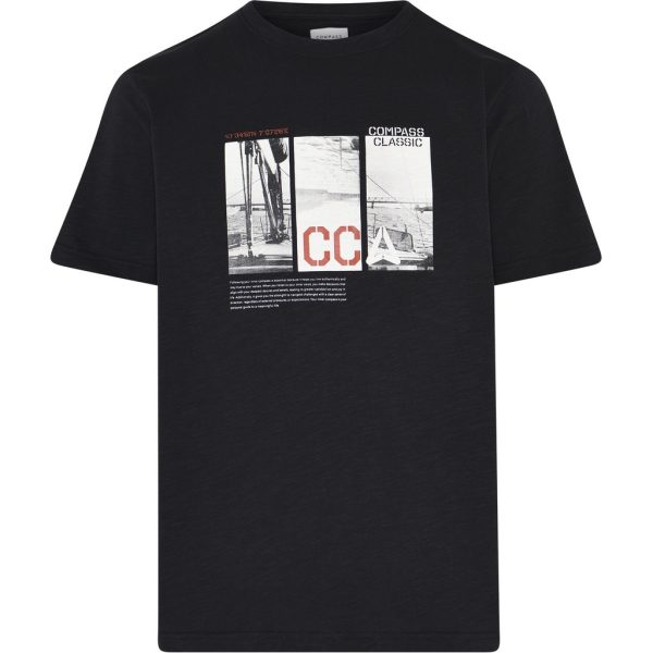 Compass Classic t-shirt med print og rund hals sort