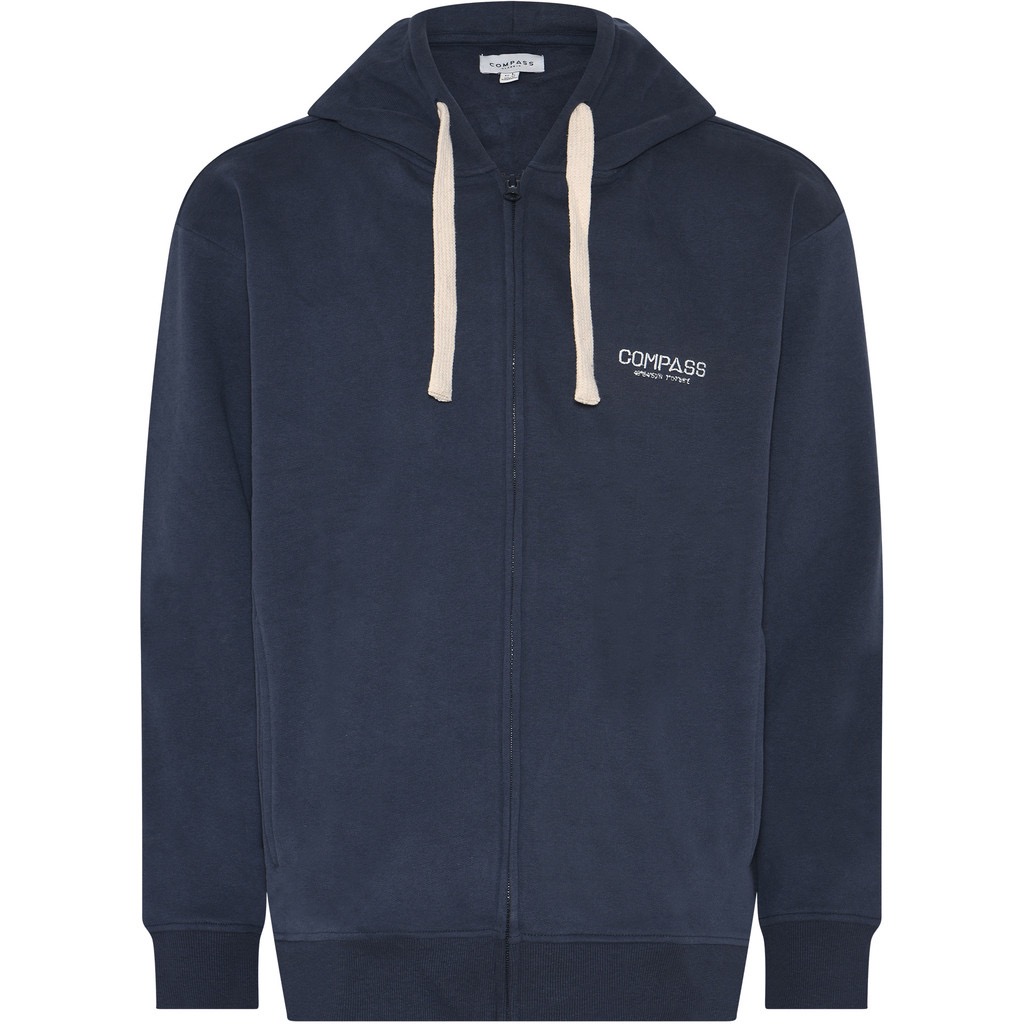 Compass classic sweat shirt hooded med lynlås mørk grå (billedet er kun i marine blå)