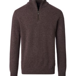 Casa Moda uld trøje med halv lyn og farve brun