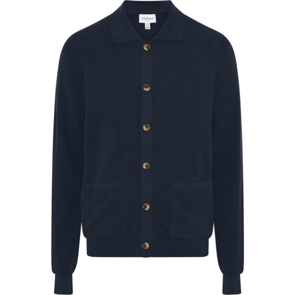 Compass classic strik cardigan med knapper, en hel klassisk cardigan Marine blå