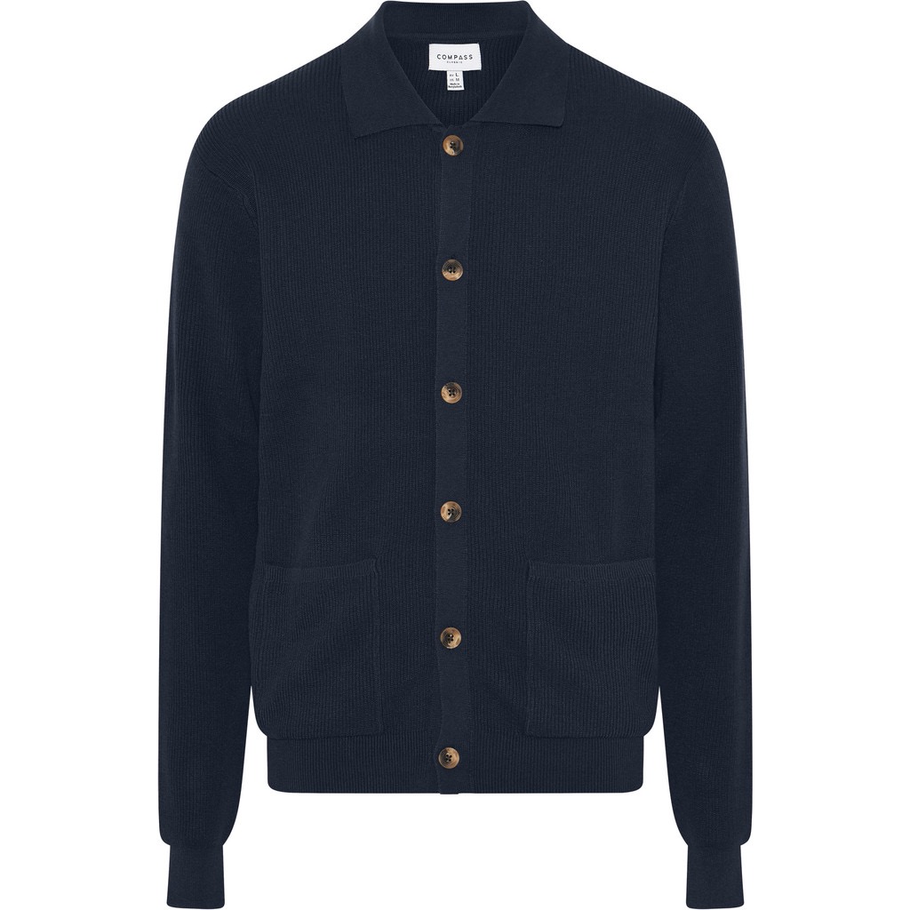 Compass classic strik cardigan med knapper, en hel klassisk cardigan Marine blå