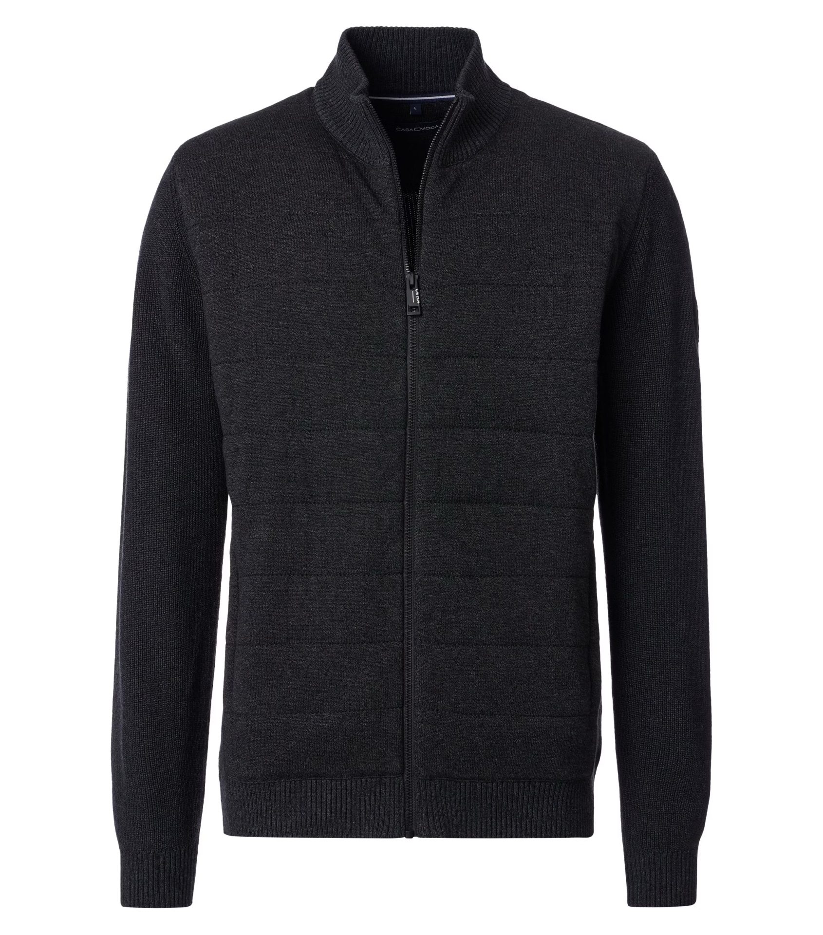 Casa Moda strik jakke med fuld lynlås mørk koks