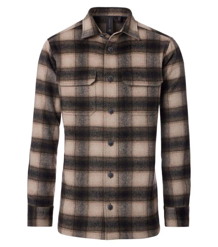 Casa Moda overshirt ternet i en uld blanding sort sand grå