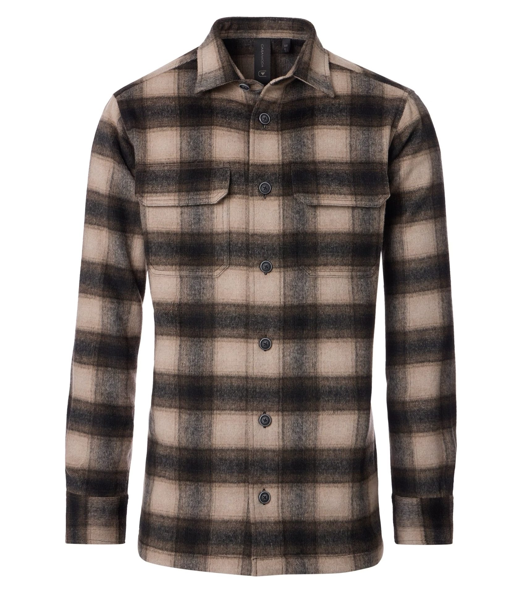 Casa Moda overshirt ternet i en uld blanding sort sand grå