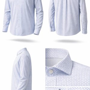 VENTI Langarmshirt "comfort fit" in Jersey Flex hellblau gemustert