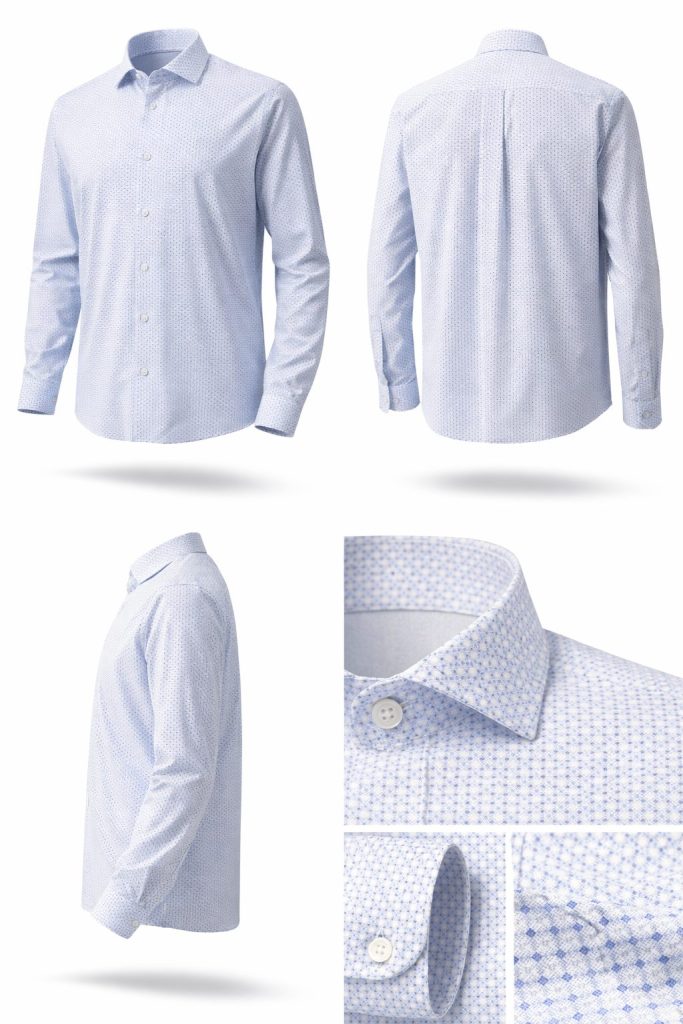 VENTI lang ærmet skjorte "comfort fit" i jersey flex lys blå mønstret