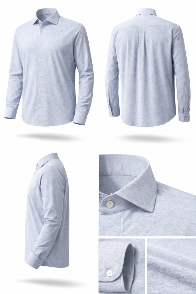 VENTI lang ærmet skjorte "comfort fit" i jersey flex blå meleret