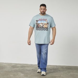 North Latitude AC/DC T-shirt with licensed print, dusty blue