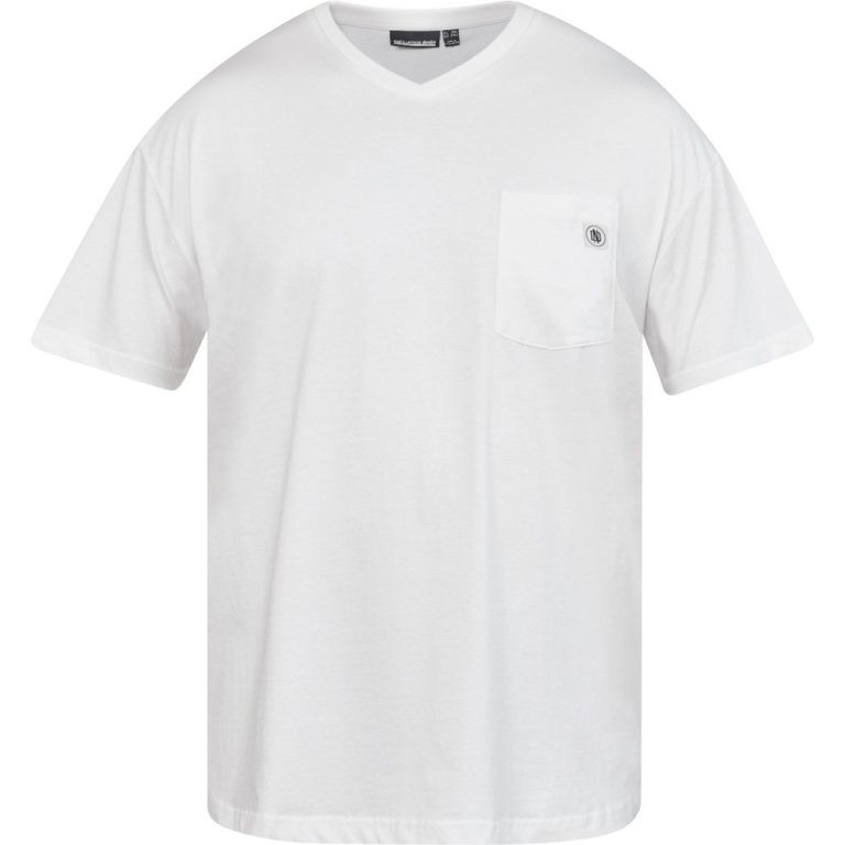 Weißes T-Shirt mit V-Ausschnitt und Tasche für große Männer von North Latitude, Größe XL bis 8XL