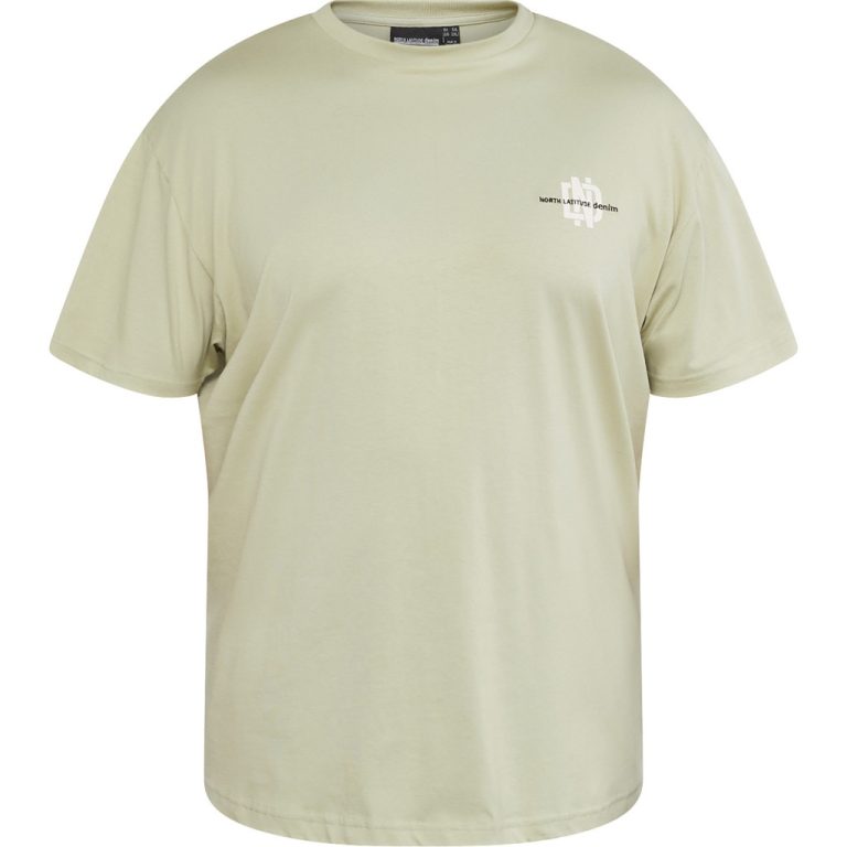 Lys duset grøn printet t-shirt i lækker bomuld til store mænd fra North Latitude, XL til 8XL