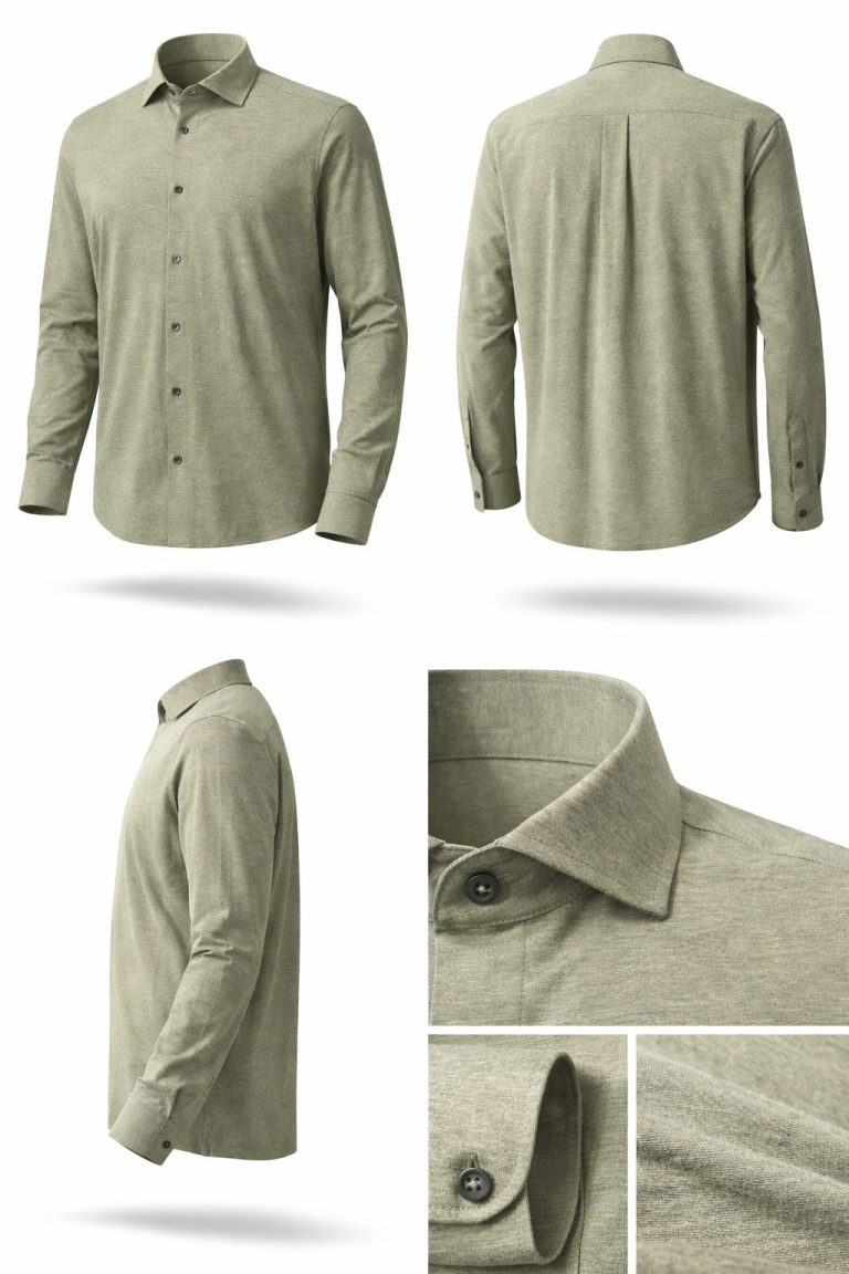 Grünes Langarmhemd in Comfort-Fit aus Jersey Flex für große Männer von Venti