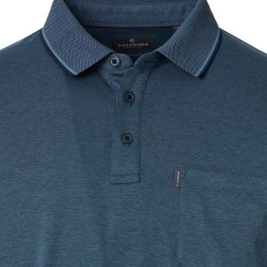 Casa Moda easy-care short-sleeved polo shirt with pocket, in captain blue