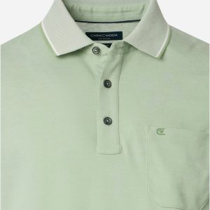 Casa Moda easy-care short-sleeved polo shirt with pocket, colour: BASIL