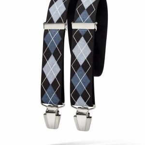 Schwarz/blaues großes Geschirr mit Argyle-Muster von Danish Bosswik 120cm