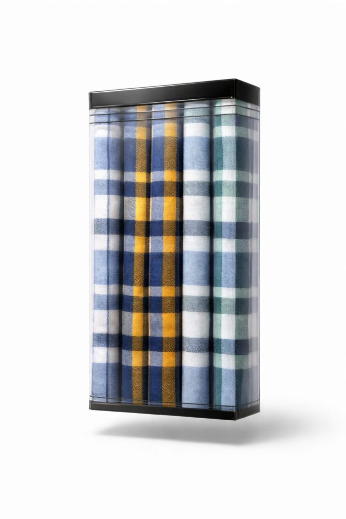 Danske Bosswiks lommetørklæder bomuld 6 stk pakke mørk ternet