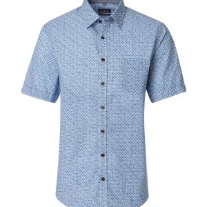 Kurzarmhemd von Casa Moda in Comfort Fit, blau gemustert
