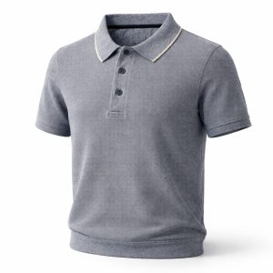 Kurzärmeliges Baumwoll-Poloshirt von Casa Moda aus Flachstrick bering sea