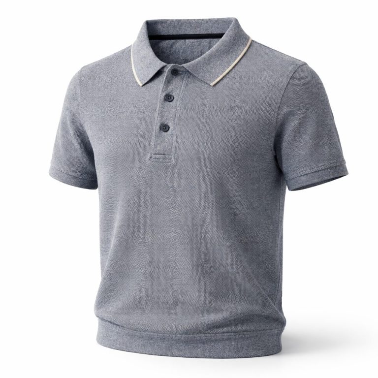 Bering sea-farvet kortærmet polo i flat strikket bomuld til store mænd fra Casa Moda, M til 6XL