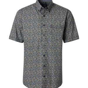 Kurzarmhemd von Casa Moda in bequemer Passform, dunkles Blumenmuster