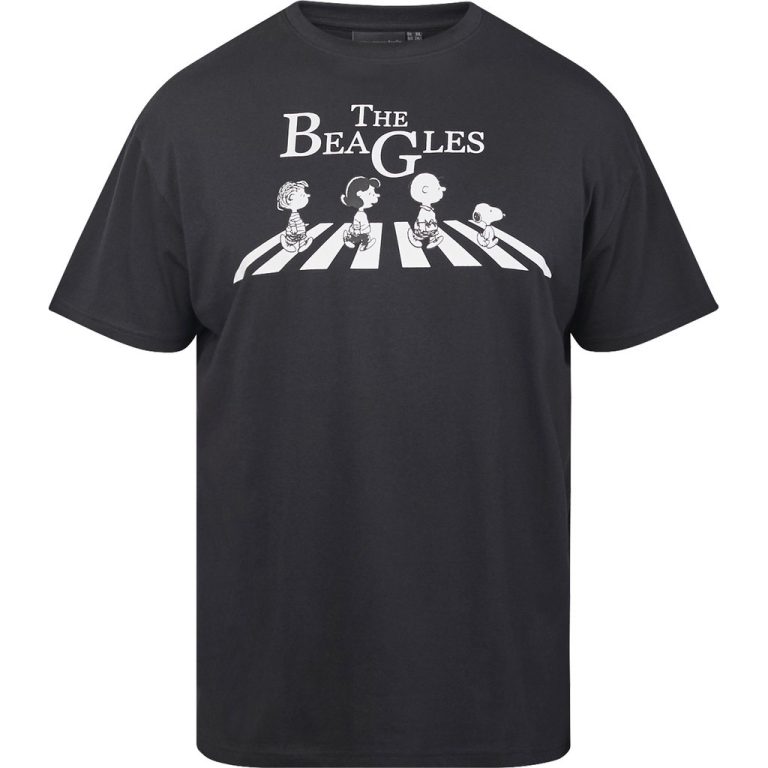 Sort t-shirt i stil med Beatles til store mænd fra North Latitude, XL til 8XL