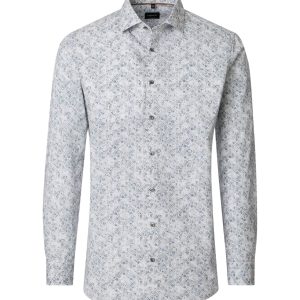 Hemd von Venti comfort fit gemustertes Freizeithemd mit schwarz-beigem Muster