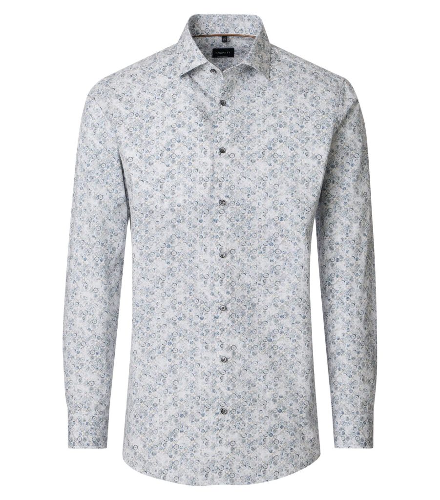 Skjorte fra Venti comfort fit mønstret casual skjorte med sort beige mønster