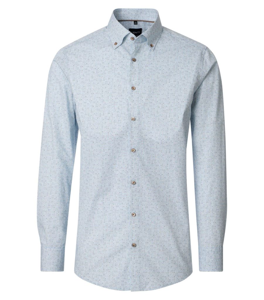 Skjorte fra Venti comfort fit mønstret casual skjorte butten down i lys blå mønster
