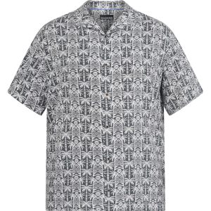 NORTH Latitude Kurzarmhemd 100% mit grünem Bambusmuster