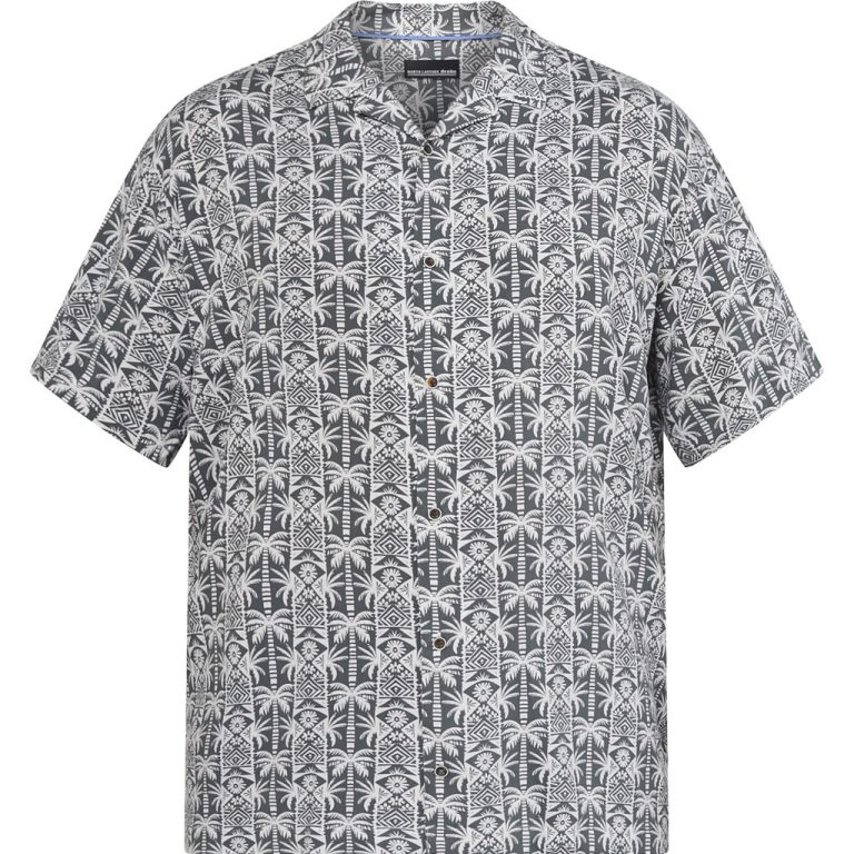 Kortærmet skjorte i 100% bamboo med grønt mønster til store mænd fra North Latitude, XL til 8XL