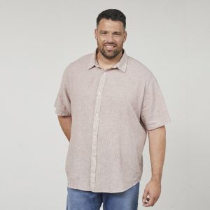 NORTH Latitude short-sleeved shirt in bamboo/cotton, cognac brown