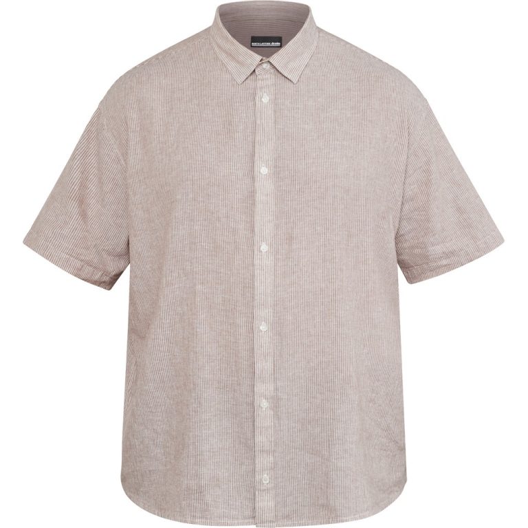 Cognacbrun kortærmet skjorte i bamboo/bomuld til store mænd fra North Latitude, XL til 8XL