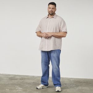 NORTH Latitude short-sleeved shirt in bamboo/cotton, cognac brown