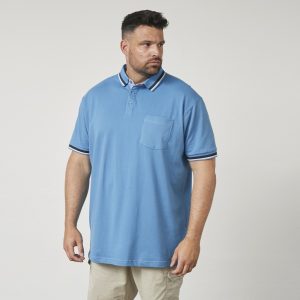 North Latitude Flex polo shirt with contrasting trim on the collar and sleeves – Light Blue