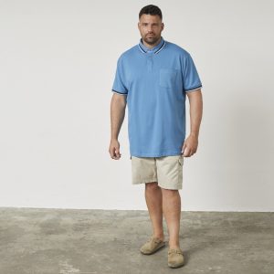 North Latitude Flex polo shirt with contrasting trim on the collar and sleeves – Light Blue