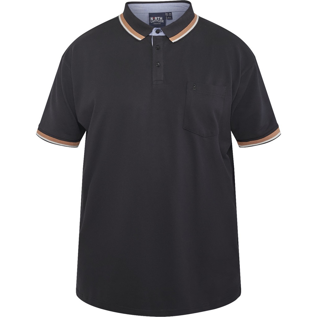 North Latitude Flex-Polo mit kontrastierendem Umschlag und Ärmel Schwarz