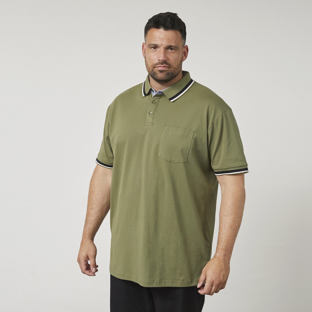 North Latitude flex polo med kontrast på flip og ærme oliven grøn – Bild 3