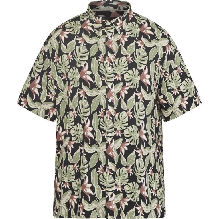 Kortærmet skjorte i 100% bamboo med grønne palmeblade til store mænd fra North Latitude, XL til 8XL