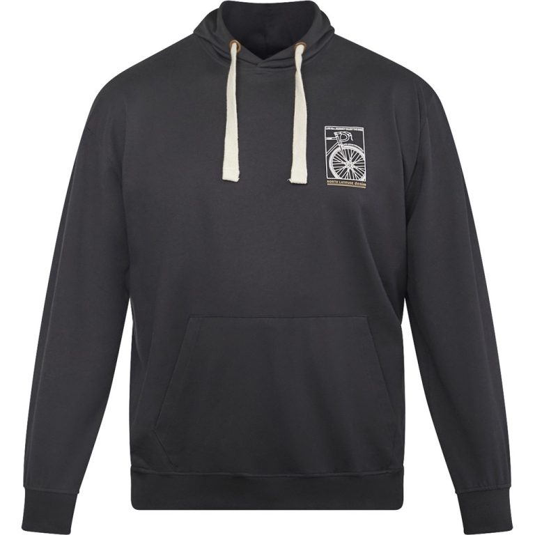 Sort hoodie med bred snor og lille print til store mænd fra North Latitude, XL til 8XL