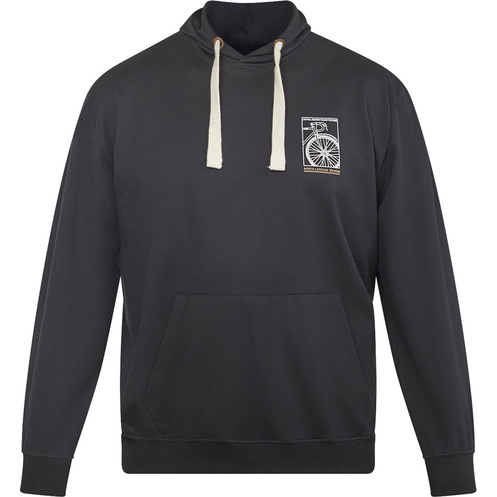 Nord-Breitengrad Kapuzenpulli mit breitem Kordelzug und kleinem Druck schwarz