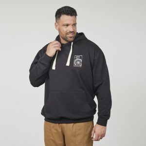 North Latitude hoodie with a wide drawstring and small print, black